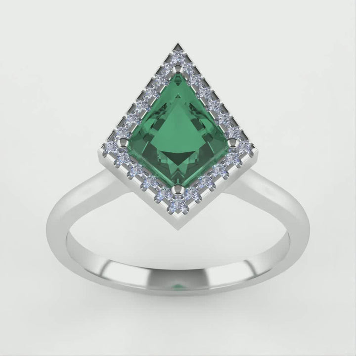 Winter - Kite Shaped Teal Sapphire Halo Engagement Ring Engagement Rings - Price On Application
