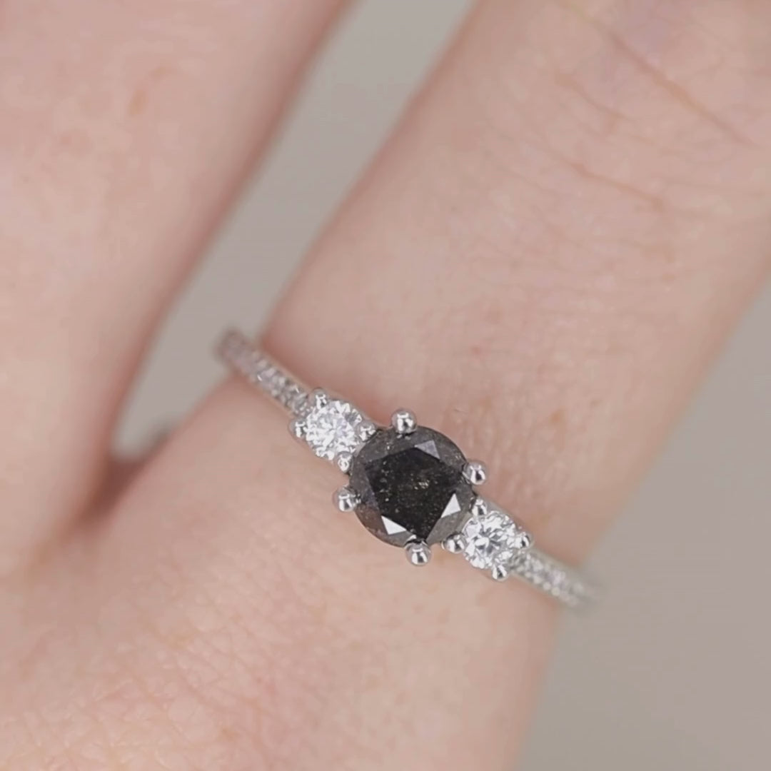 Callie - Salt & Pepper Diamond Trilogy Ring - Ready-to-Wear Engagement Rings - Ready-to-Ship