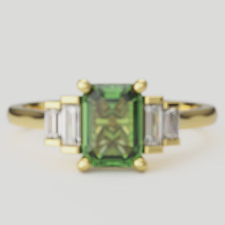 Erin - Green Lab Diamond Art Deco Ring - Ready-to-Wear Engagement Rings - Ready-to-Ship