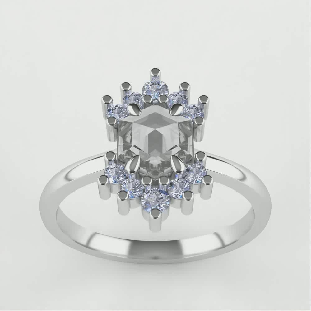 Ariana - Salt & Pepper Diamond Halo Ring - Ready-to-Wear Engagement Rings - Ready-to-Ship