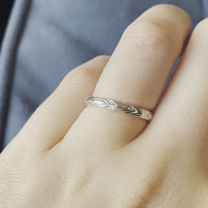 Harley - Slim Art Deco Style Patterned Wedding Ring - Made-to-Order Wedding Rings - Made-to-Order