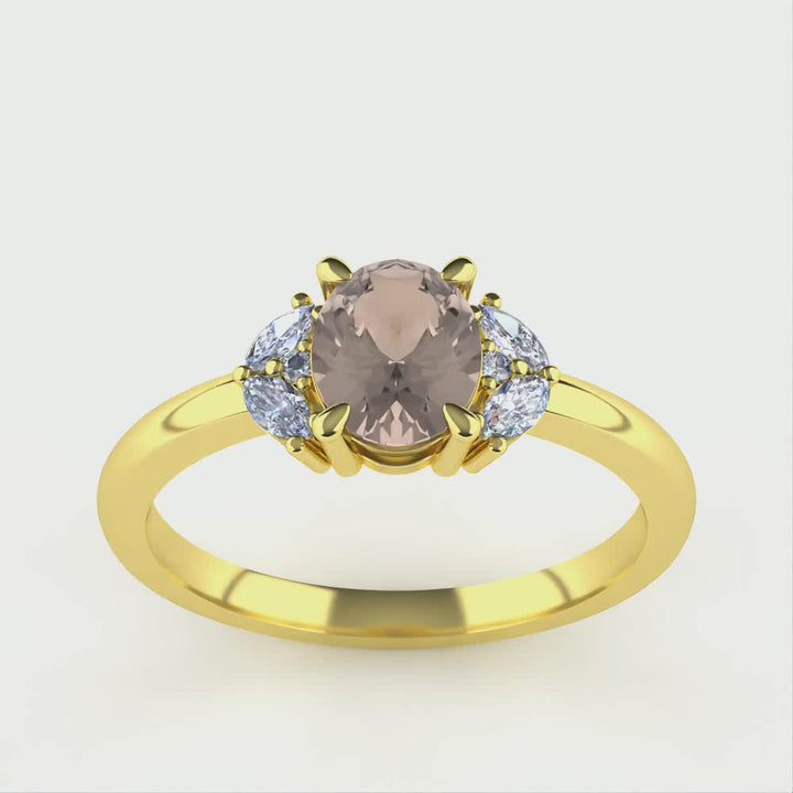 Este - The Taylor Collection - Oval Cut Champagne Sapphire Cluster Engagement Ring Engagement Rings - Price On Application