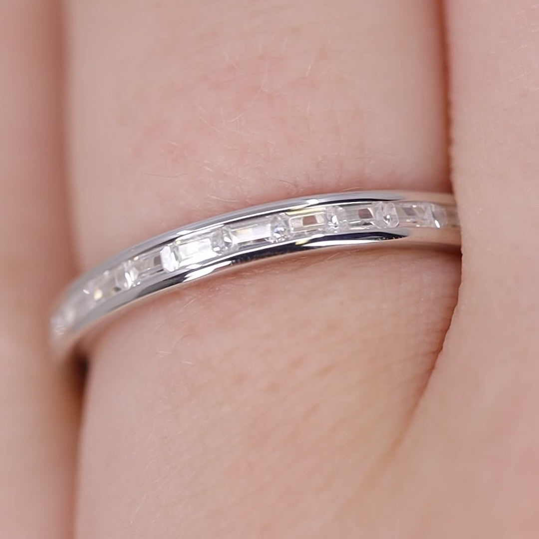 Zara - Channel Set Baguette Diamond Half Eternity Wedding Ring - Made-to-Order Wedding Rings - Made-to-Order