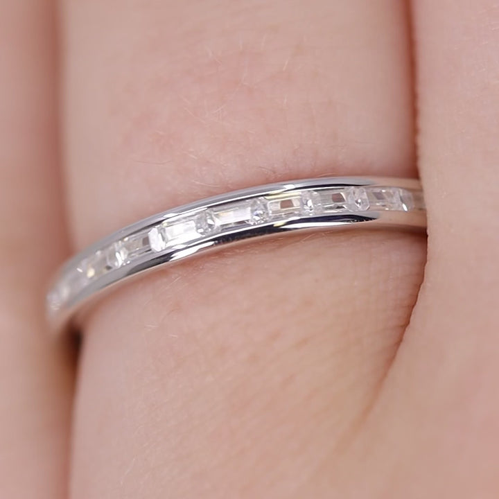 Zara - Channel Set Baguette Diamond Half Eternity Wedding Ring - Made-to-Order Wedding Rings - Made-to-Order