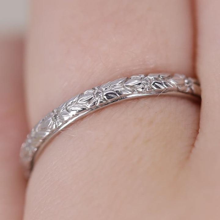 Bethan - Straight Vintage Style Patterned Diamond Set Half or Full Eternity Wedding Band - Made-to-Order Wedding Rings - Made-to-Order