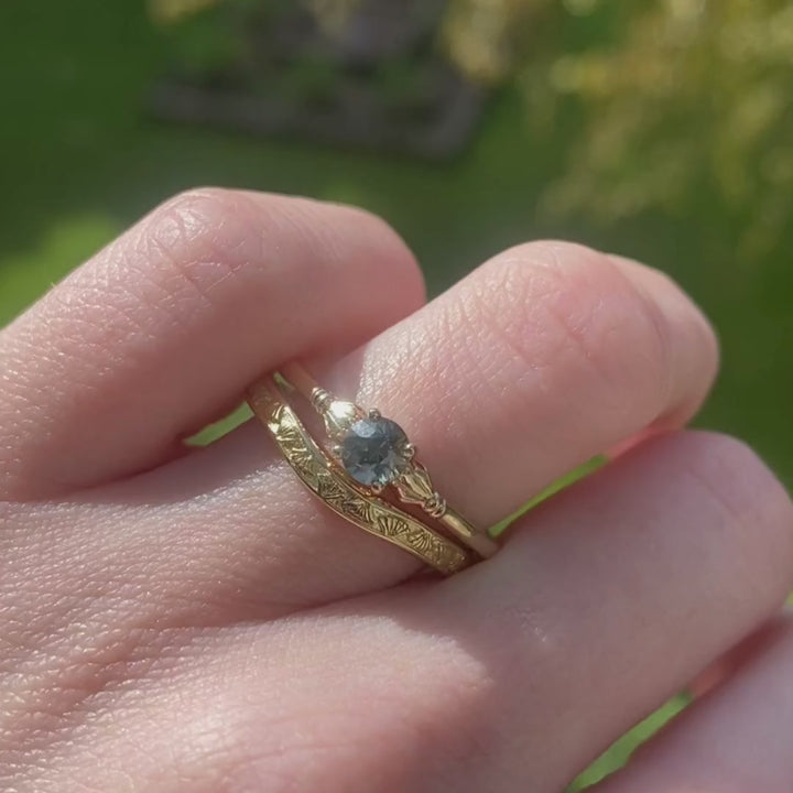 Goldie - Art Deco Fan Detail Shaped Wedding Ring - Made-to-Order Wedding Rings - Made-to-Order