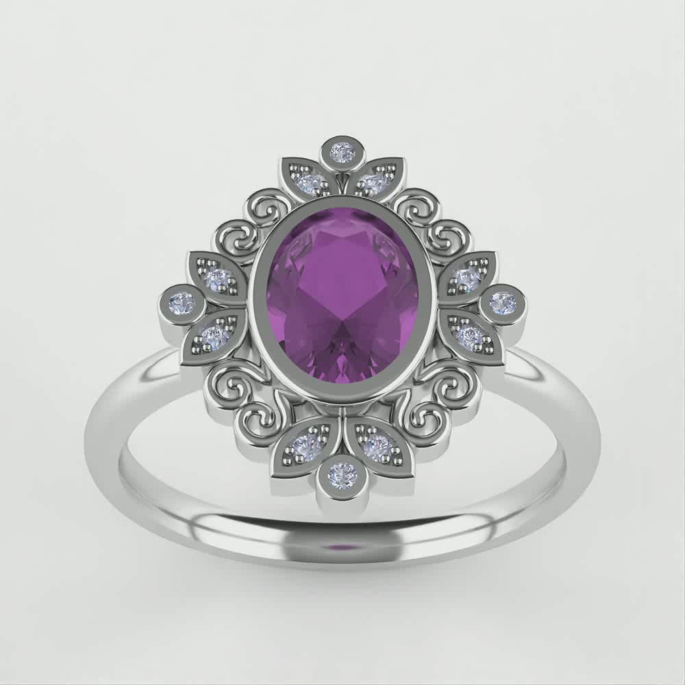 Annette - Lab-Grown Alexandrite Floral Halo Ring - Ready-To-Wear Engagement Rings - Ready-to-Ship