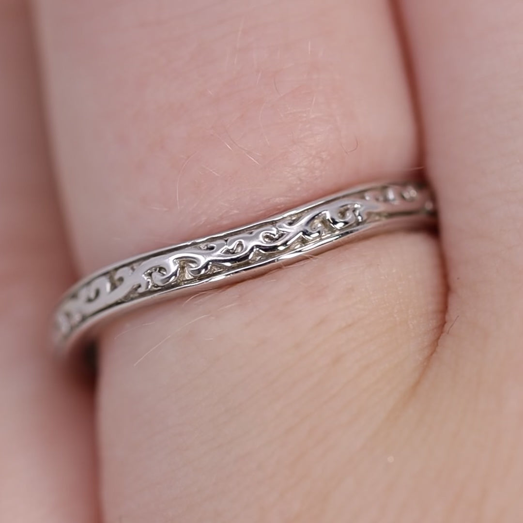 Martha - Floral Pattern Shaped Wedding Ring - Made-to-Order Wedding Rings - Made-to-Order