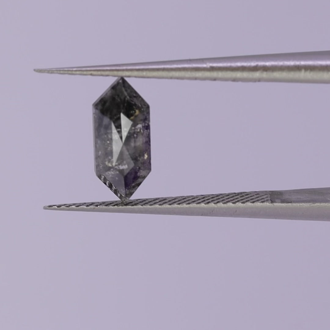 Salt and pepper diamond | 1.02ct elongated hexagon cut Loose Gemstone
