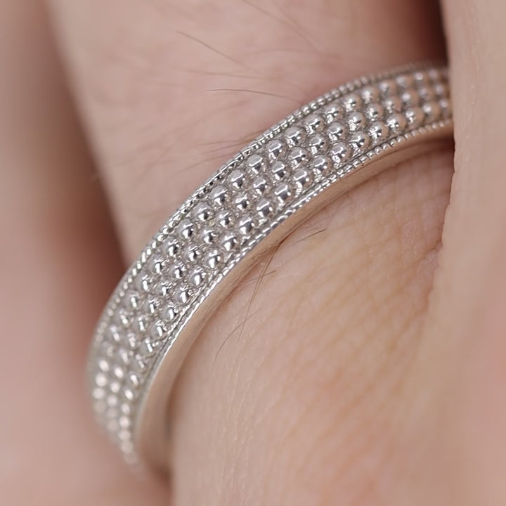 Quinn - Beaded Wide Wedding Ring - Made-to-Order Wedding Rings - Wide