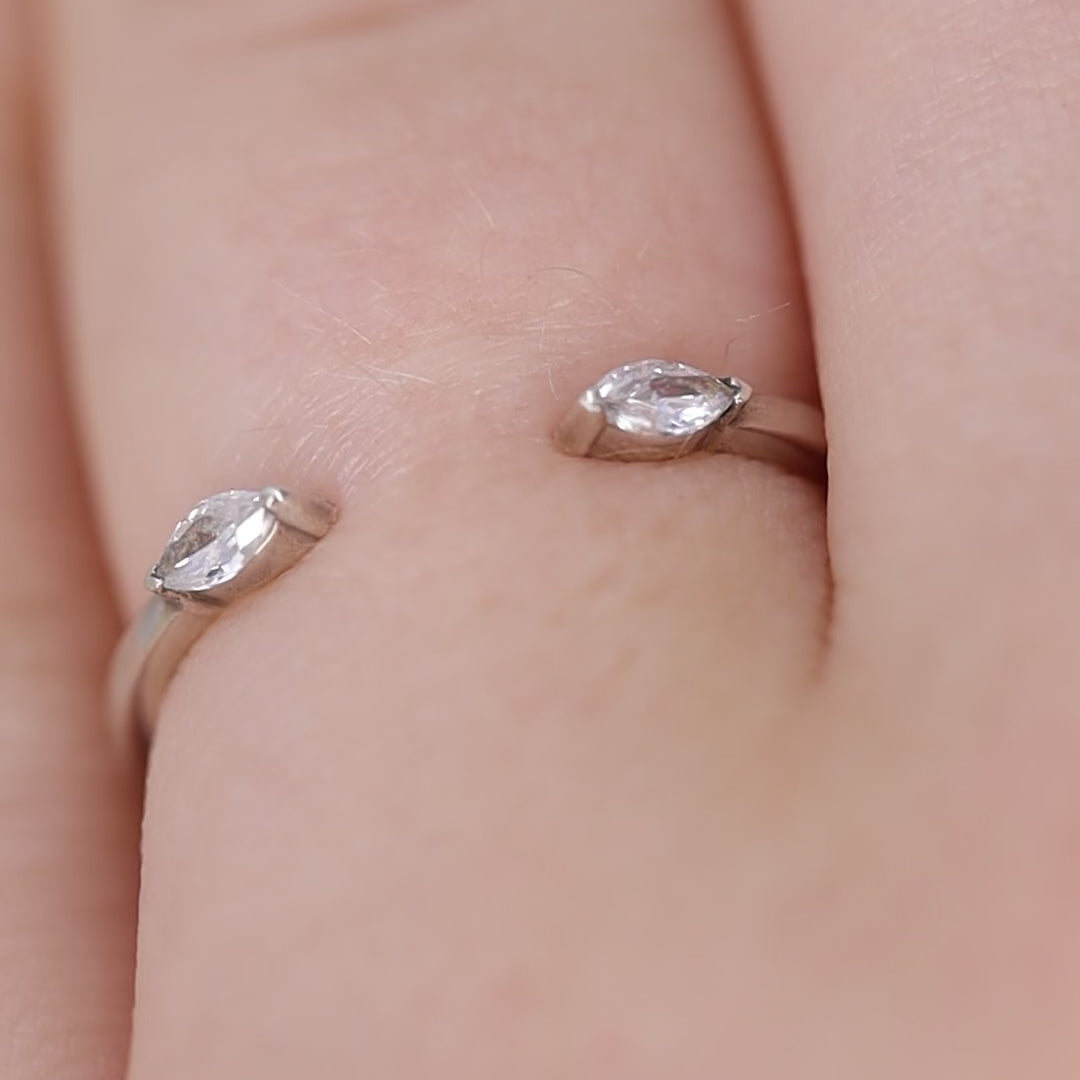 Athena - Marquise Cut Diamond Set Open Cuff Wedding Ring - Made-to-Order Wedding Rings - Made-to-Order