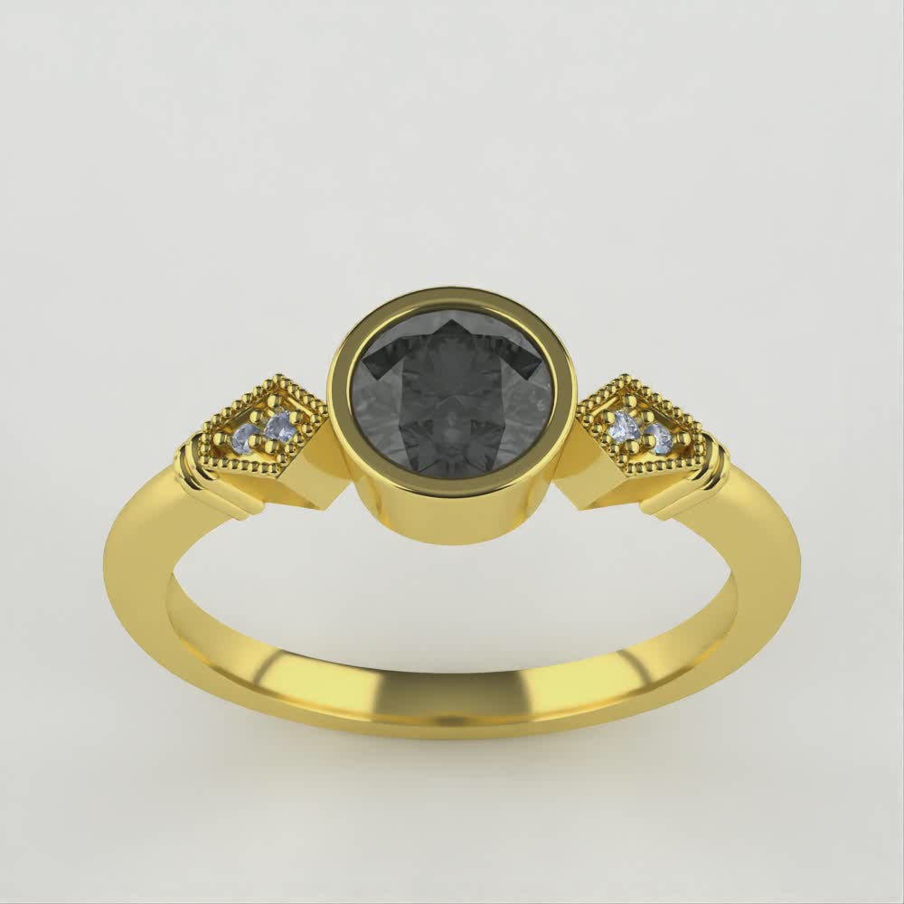Lola - Round Optix Cut Green Tourmaline Art Deco Engagement Ring Engagement Rings - Made-to-Order