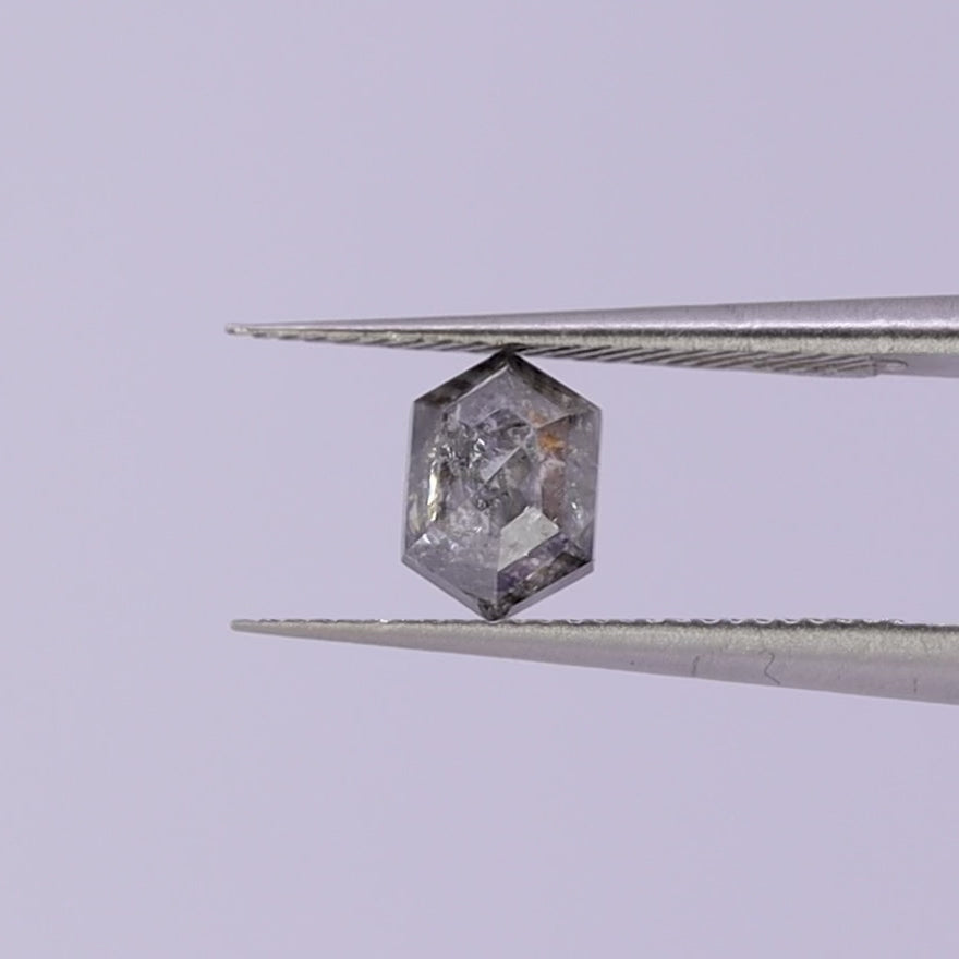 Salt and pepper diamond | 0.98ct elongated hexagon cut Loose Gemstone