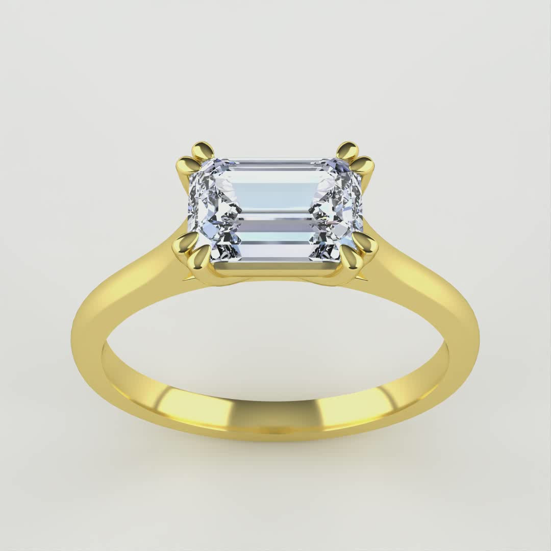 Reese - Radiant or Emerald Cut Lab Grown Diamond East-West Solitaire Engagement Ring Engagement Rings - Made-to-Order