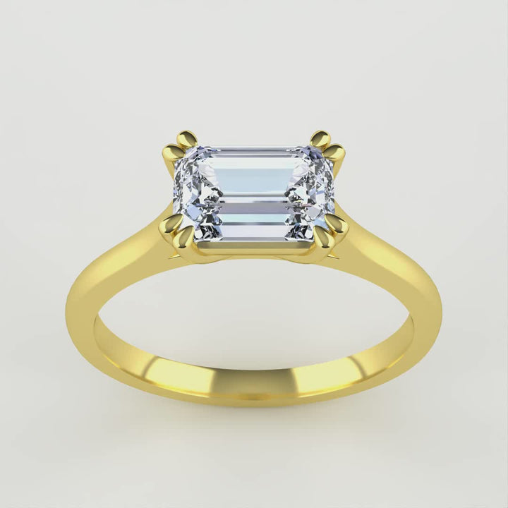 Reese - Radiant or Emerald Cut Lab Grown Diamond East-West Solitaire Engagement Ring Engagement Rings - Made-to-Order