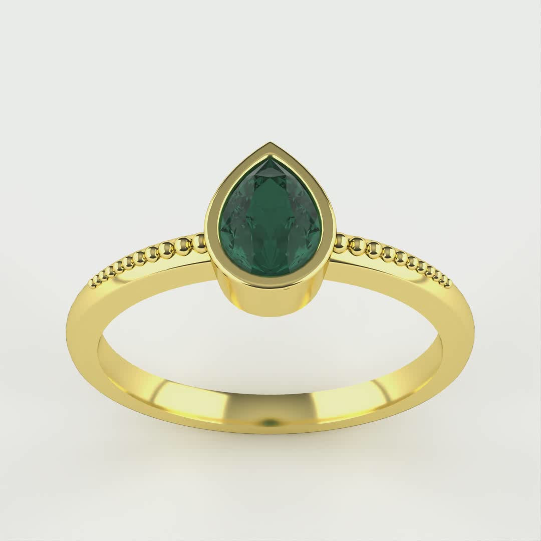 Nina - Teal Tourmaline Art Deco Solitaire Ring Engagement Rings - Price On Application