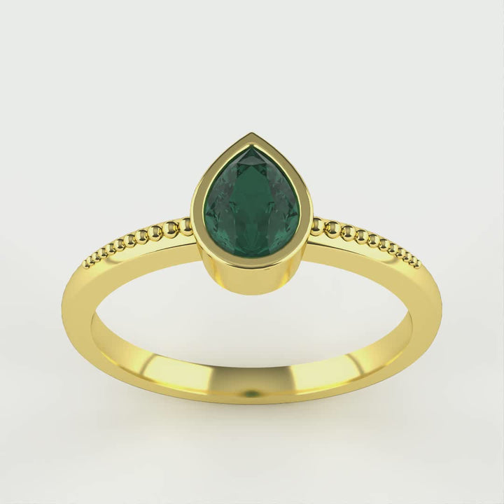 Nina - Teal Tourmaline Art Deco Solitaire Ring Engagement Rings - Price On Application