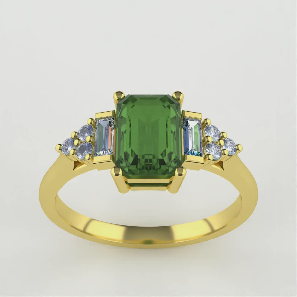 Arden - Optix Octagon Cut Green Tourmaline Art Deco Engagement Ring Engagement Rings - Made-to-Order