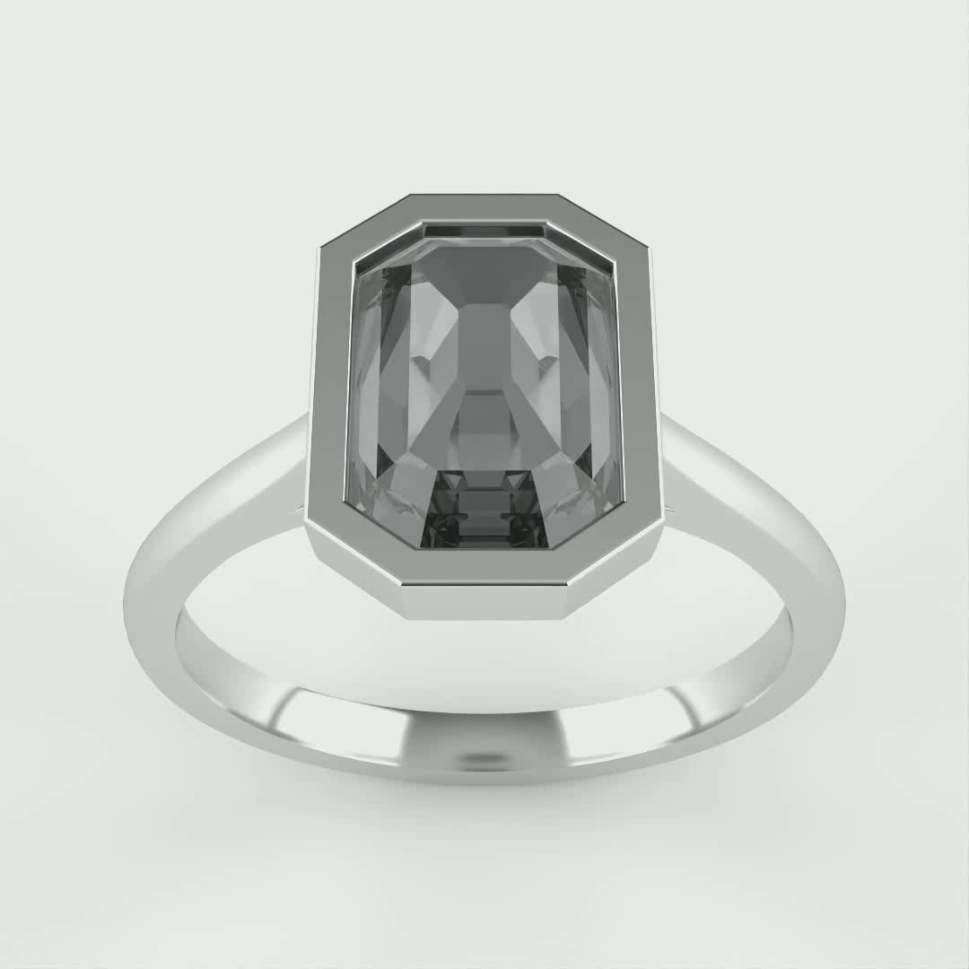 Sabrina - Emerald Cut Salt and Pepper Diamond Engagement Ring Engagement Rings - Price On Application
