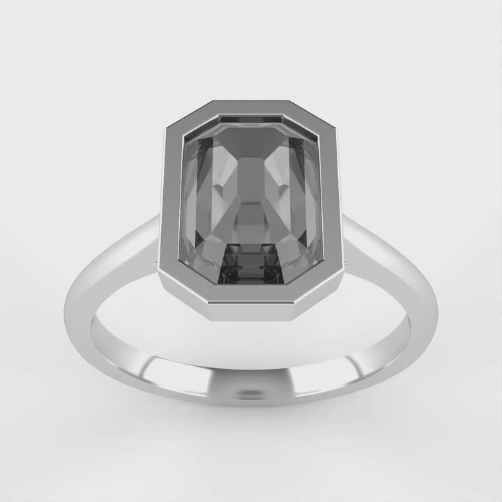 Sabrina - Emerald Cut Salt and Pepper Diamond Engagement Ring Engagement Rings - Price On Application