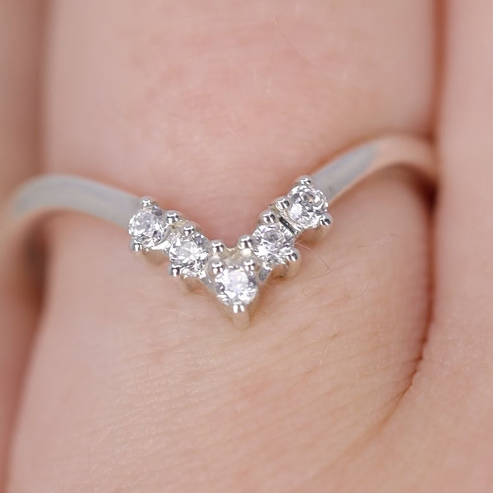 Enid - Diamond Set Wishbone Wedding Ring - Made-to-Order Wedding Rings - Made-to-Order