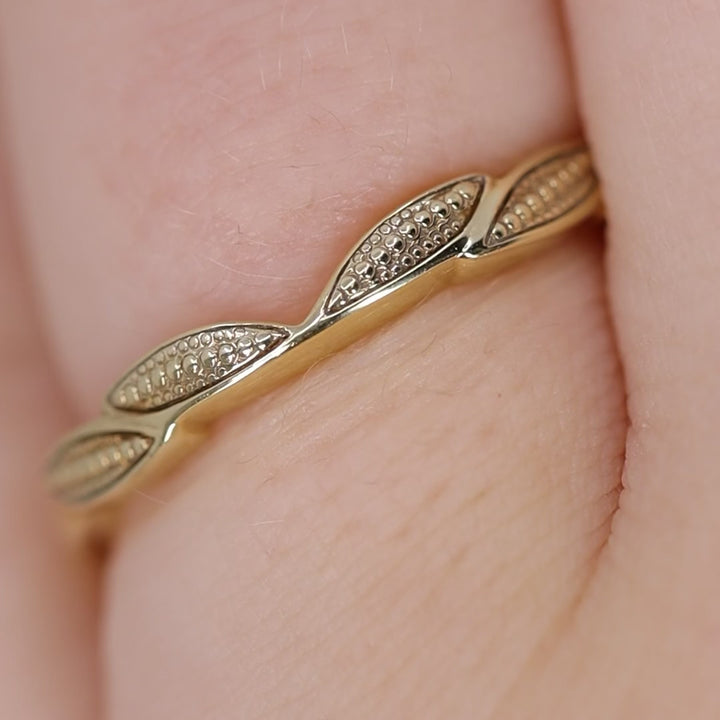 Zoey - Beaded Floral Wedding Ring - Ready-To-Wear Wedding Rings - Ready-to-Ship
