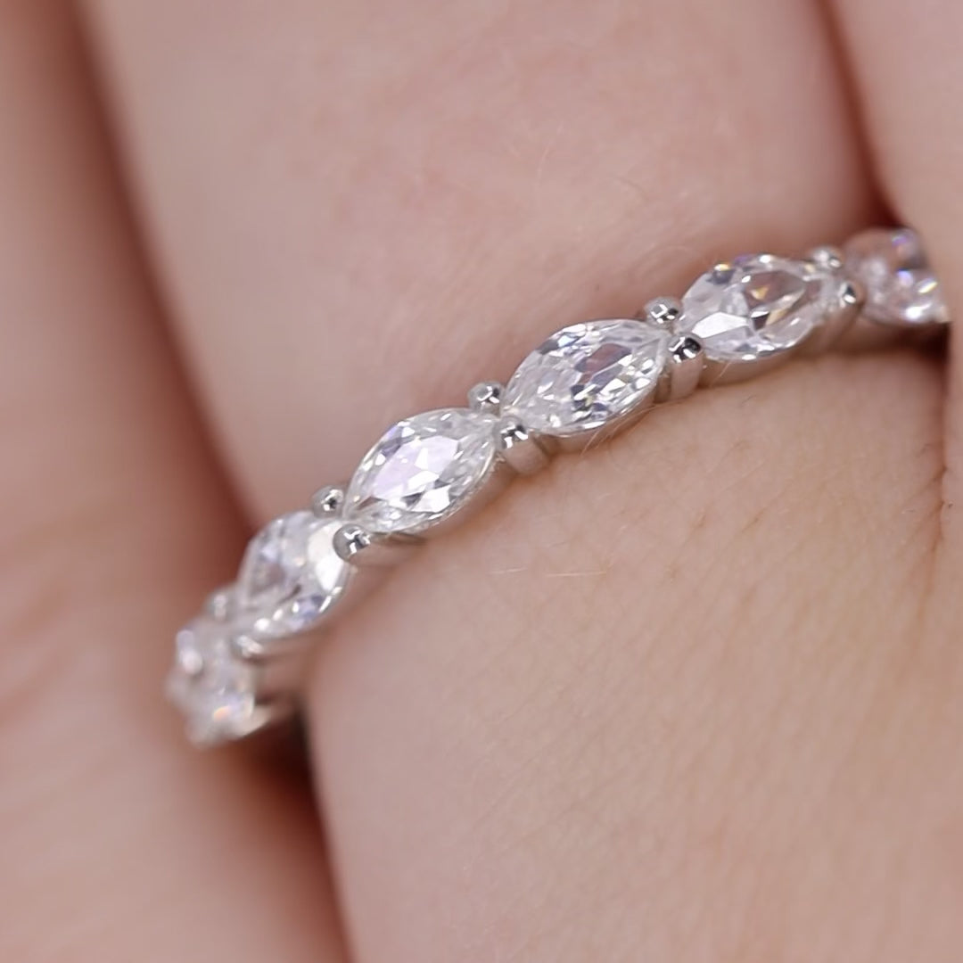 Faye - Marquise Lab Grown Diamond Set Half Eternity Wedding Ring - Made-to-Order Wedding Rings - Made-to-Order