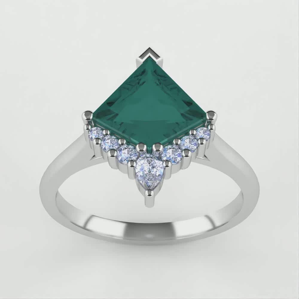 Celeste - Kite Cut Montana Sapphire Half Halo Engagement Ring Engagement Rings - Price On Application
