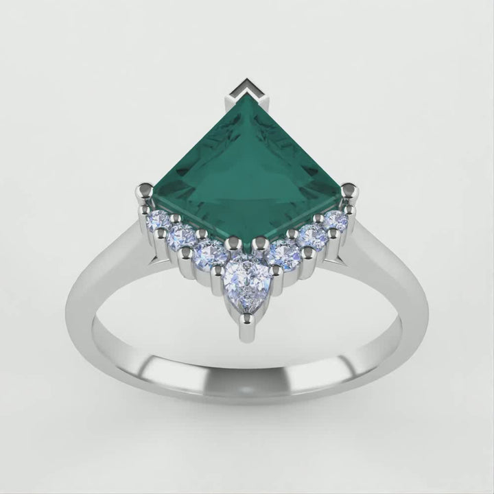 Celeste - Kite Cut Montana Sapphire Half Halo Engagement Ring Engagement Rings - Price On Application