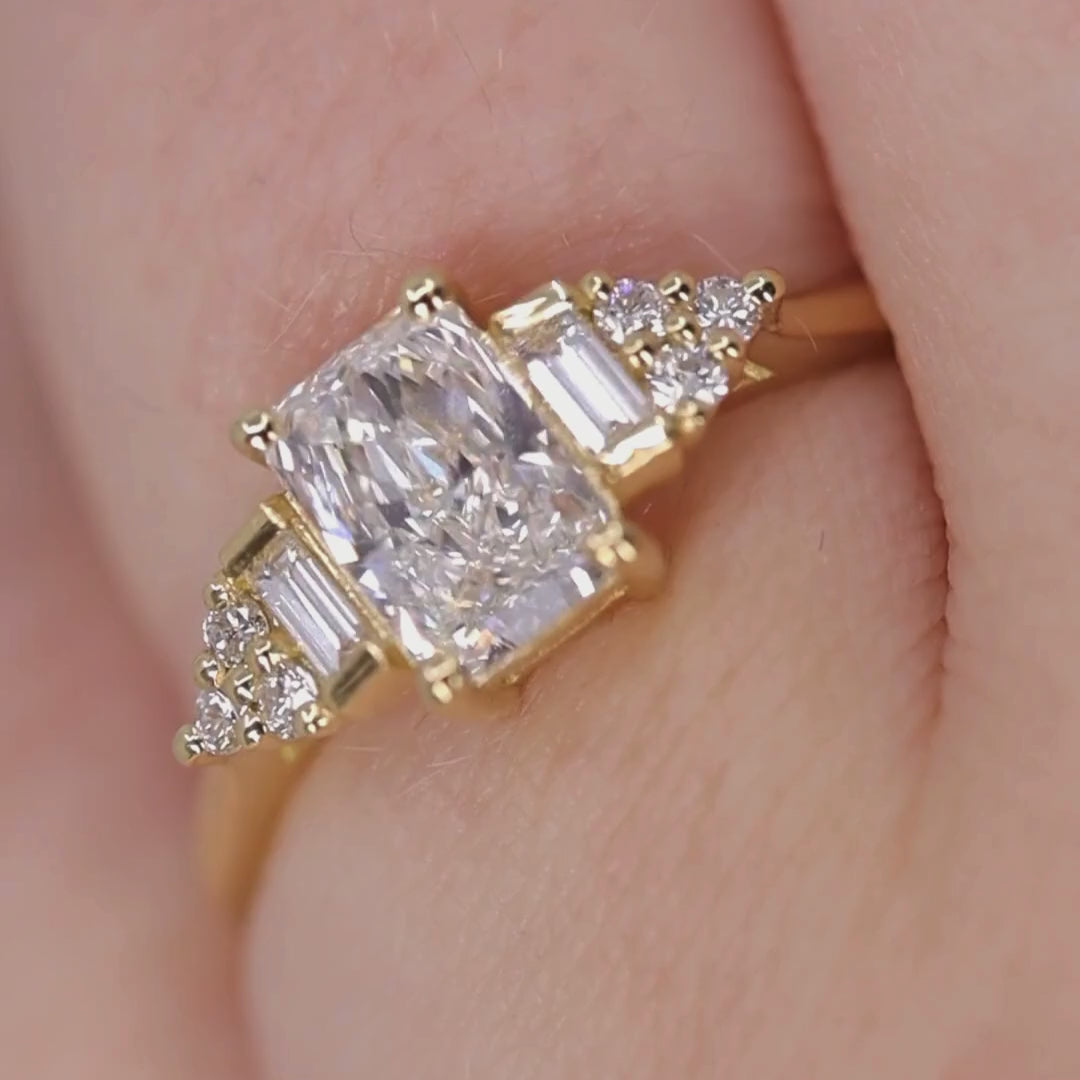 Arden - Radiant Cut Art Deco Engagement Ring Setting