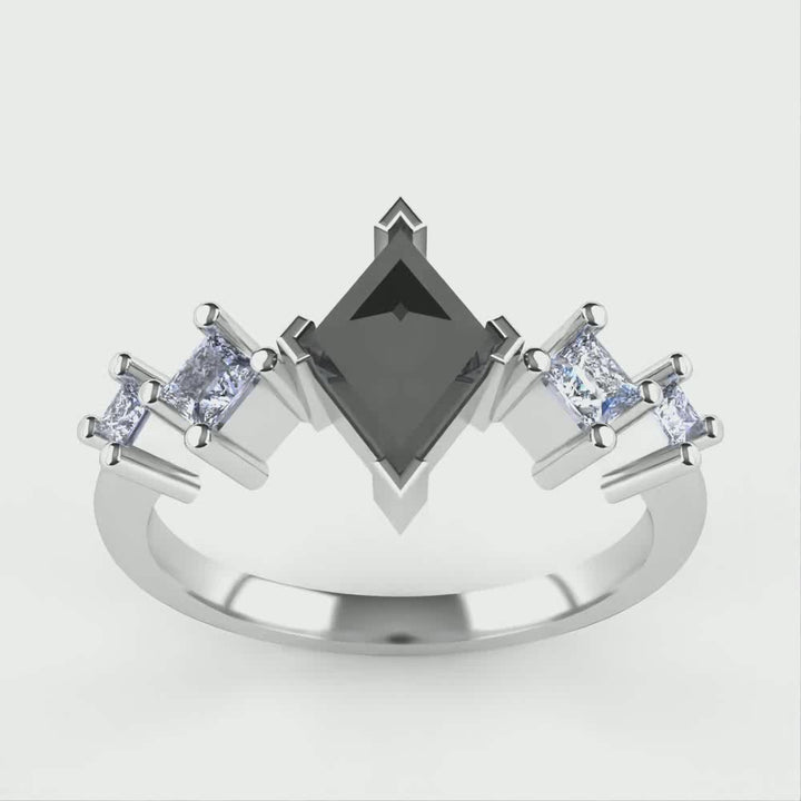 Bonnie - The Taylor Collection - Kite Shaped Salt & Pepper Diamond Engagement Ring Engagement Rings - Price On Application