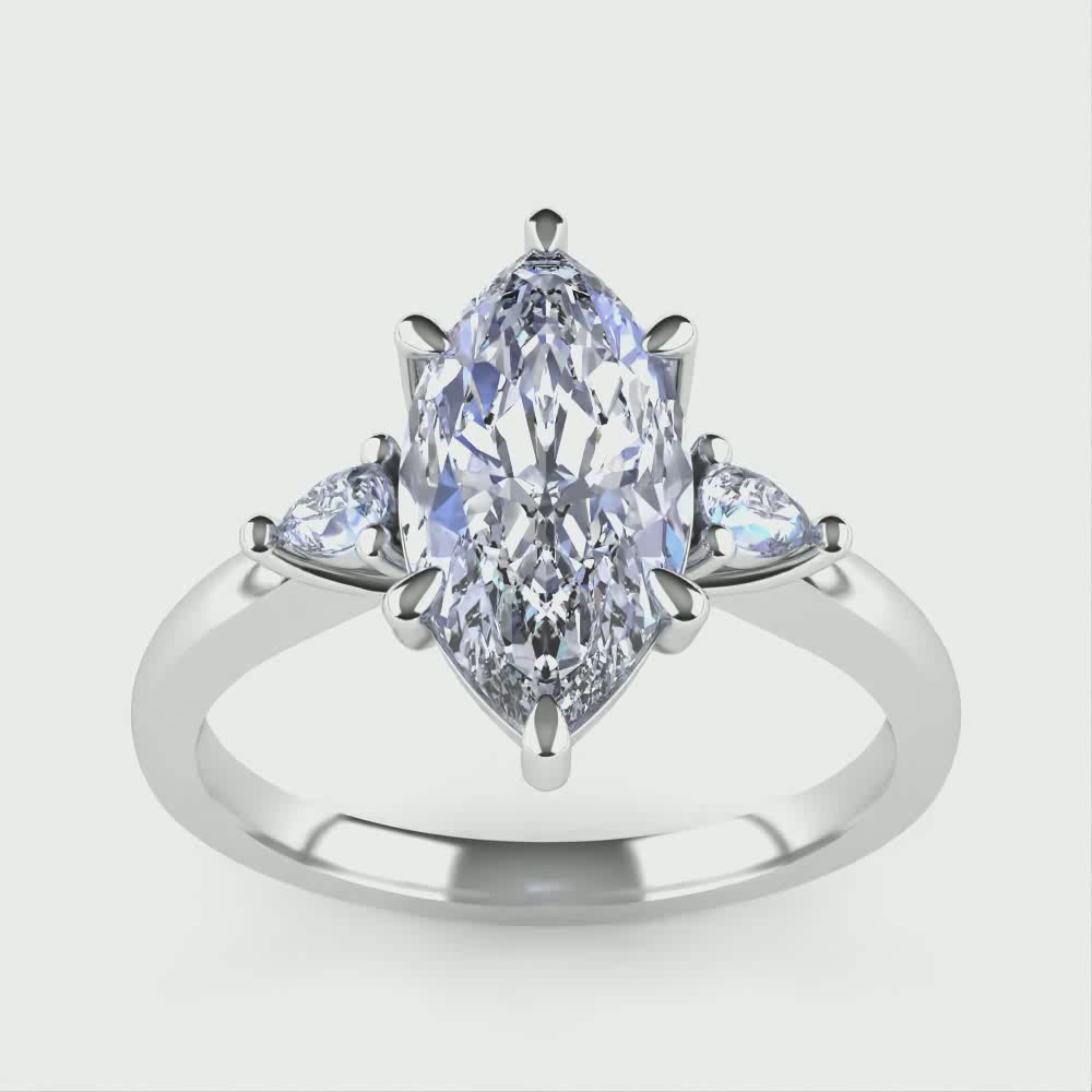 Elspeth - Marquise Cut Lab Grown Diamond Trilogy Engagement Ring Engagement Rings - Made-to-Order
