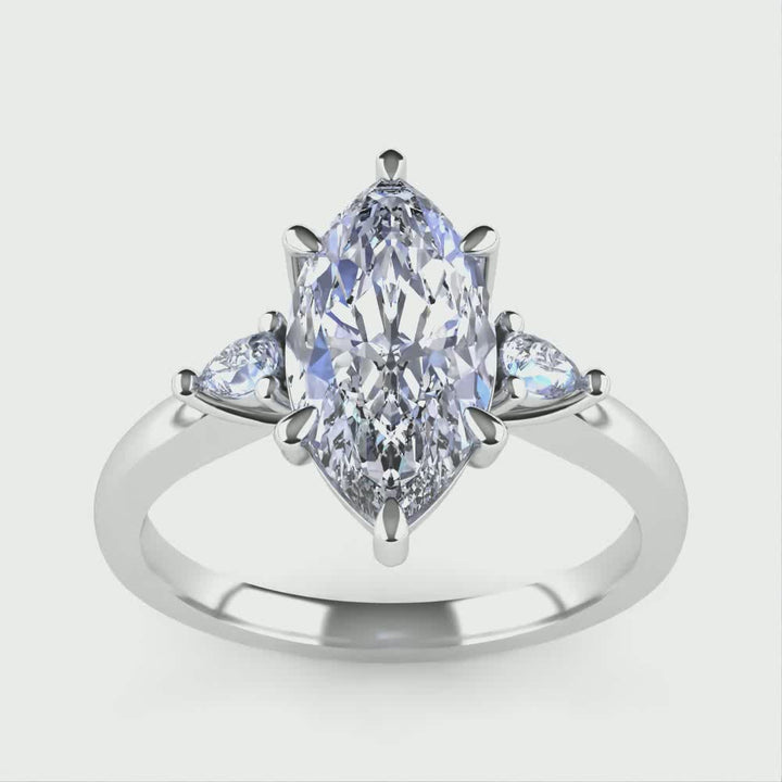 Elspeth - Marquise Cut Lab Grown Diamond Trilogy Engagement Ring Engagement Rings - Made-to-Order