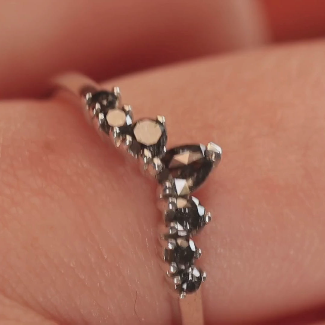 Emma - Salt and Pepper Diamond Tiara Wedding Ring - Made-To-Order Wedding Rings - Made-to-Order