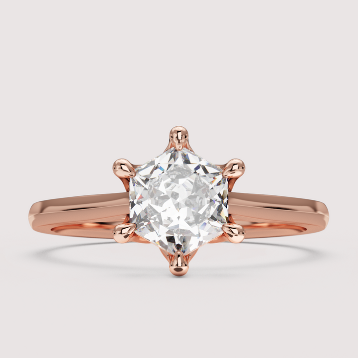 Raine - Hexagon Cut Tulip Basket Solitaire Engagement Ring Setting