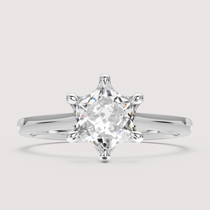 Raine - Hexagon Cut Tulip Basket Solitaire Engagement Ring Setting