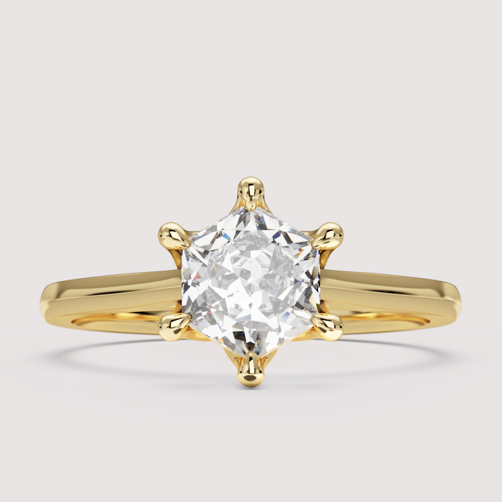 Raine - Hexagon Cut Tulip Basket Solitaire Engagement Ring Setting