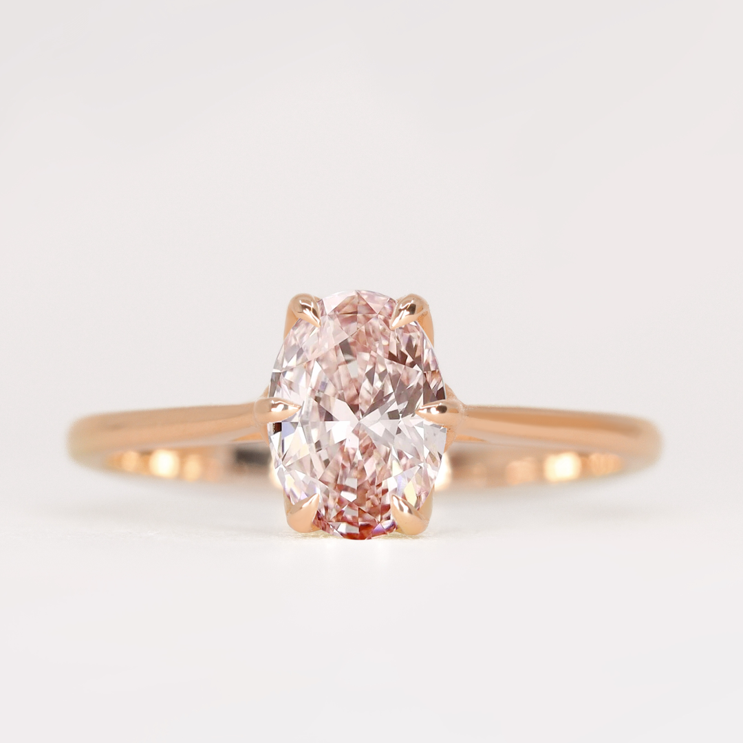 Raine - Oval Cut Pink Lab Grown Diamond Lotus Flower Solitaire Engagement Ring Engagement Rings - Price On Application