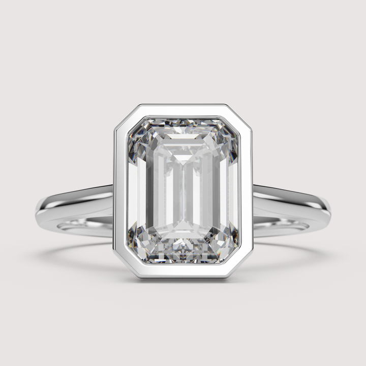 Sabrina - Emerald Cut Bezel Set Solitaire Engagement Ring Setting