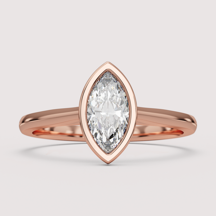 Sabrina - Marquise Cut Bezel Set Solitaire Engagement Ring Setting