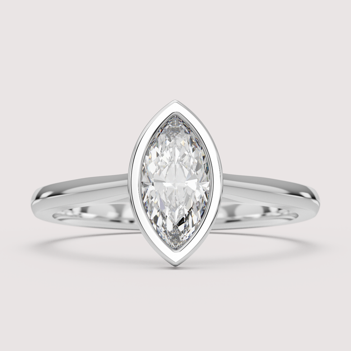 Sabrina - Marquise Cut Bezel Set Solitaire Engagement Ring Setting