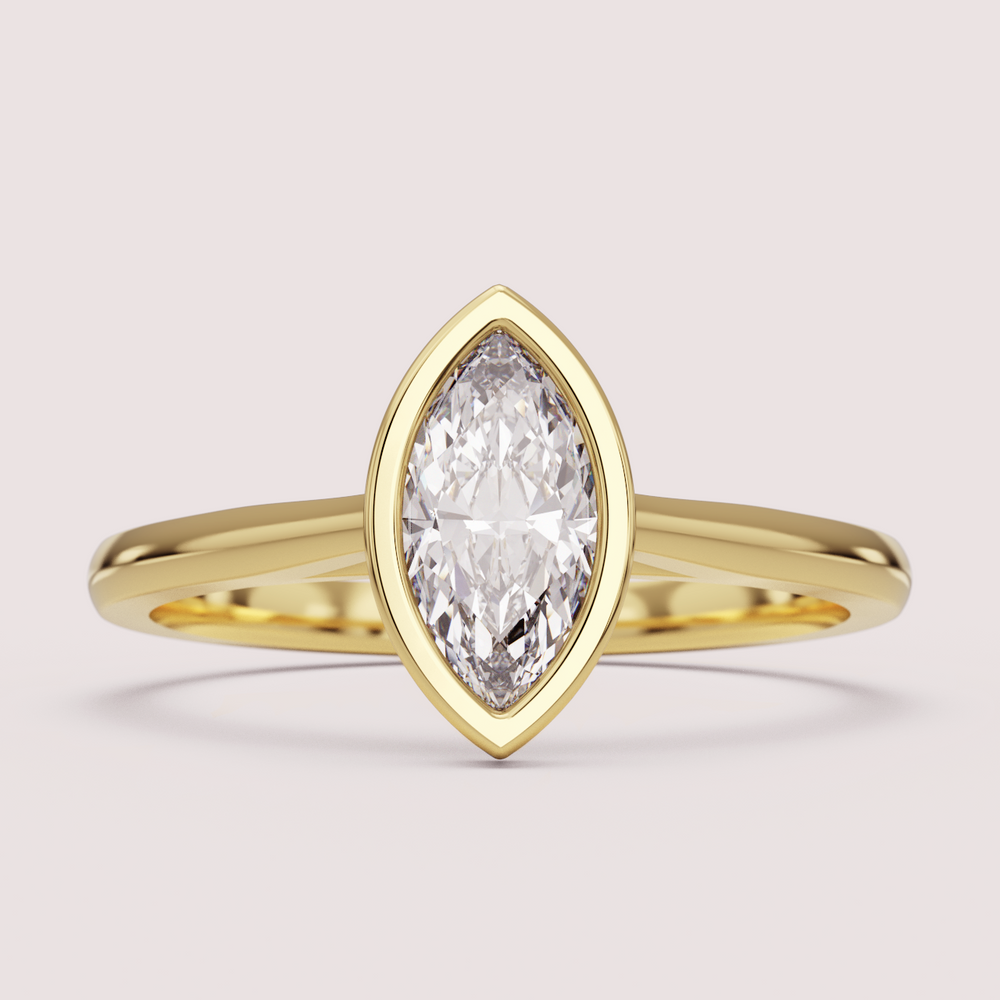 Sabrina - Marquise Cut Bezel Set Solitaire Engagement Ring Setting