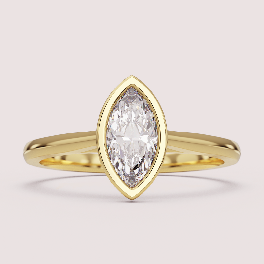 Sabrina - Marquise Cut Bezel Set Solitaire Engagement Ring Setting
