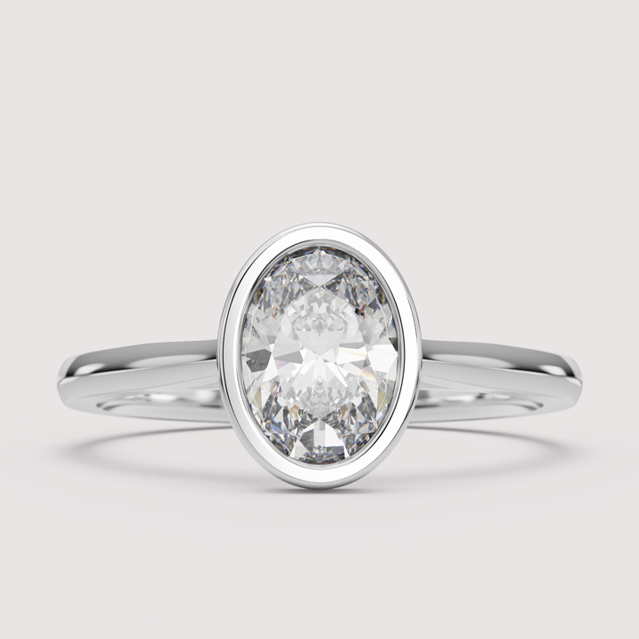 Sabrina - Oval Cut Bezel Set Solitaire Engagement Ring Setting