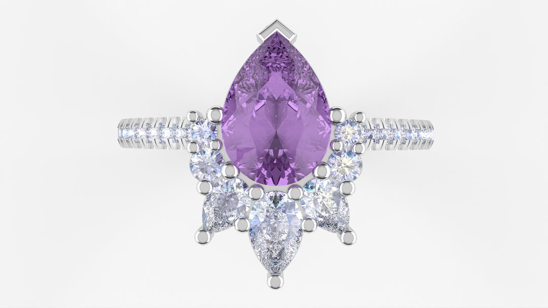 Hayley - The Taylor Collection - Pear Teardrop Cut Purple Sapphire Half Halo Ring Engagement Rings - Price On Application