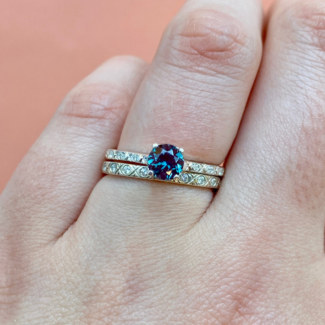 Penelope - Round Cut Lab Grown Alexandrite Art Deco Solitaire Engagement Ring Engagement Rings - Made-to-Order