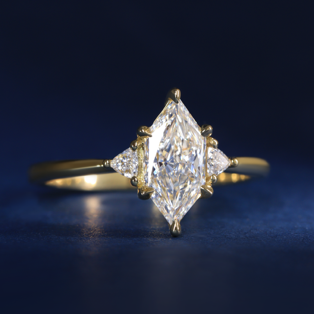 Hexagon Lab Grown Diamond Trilogy Engagement Ring