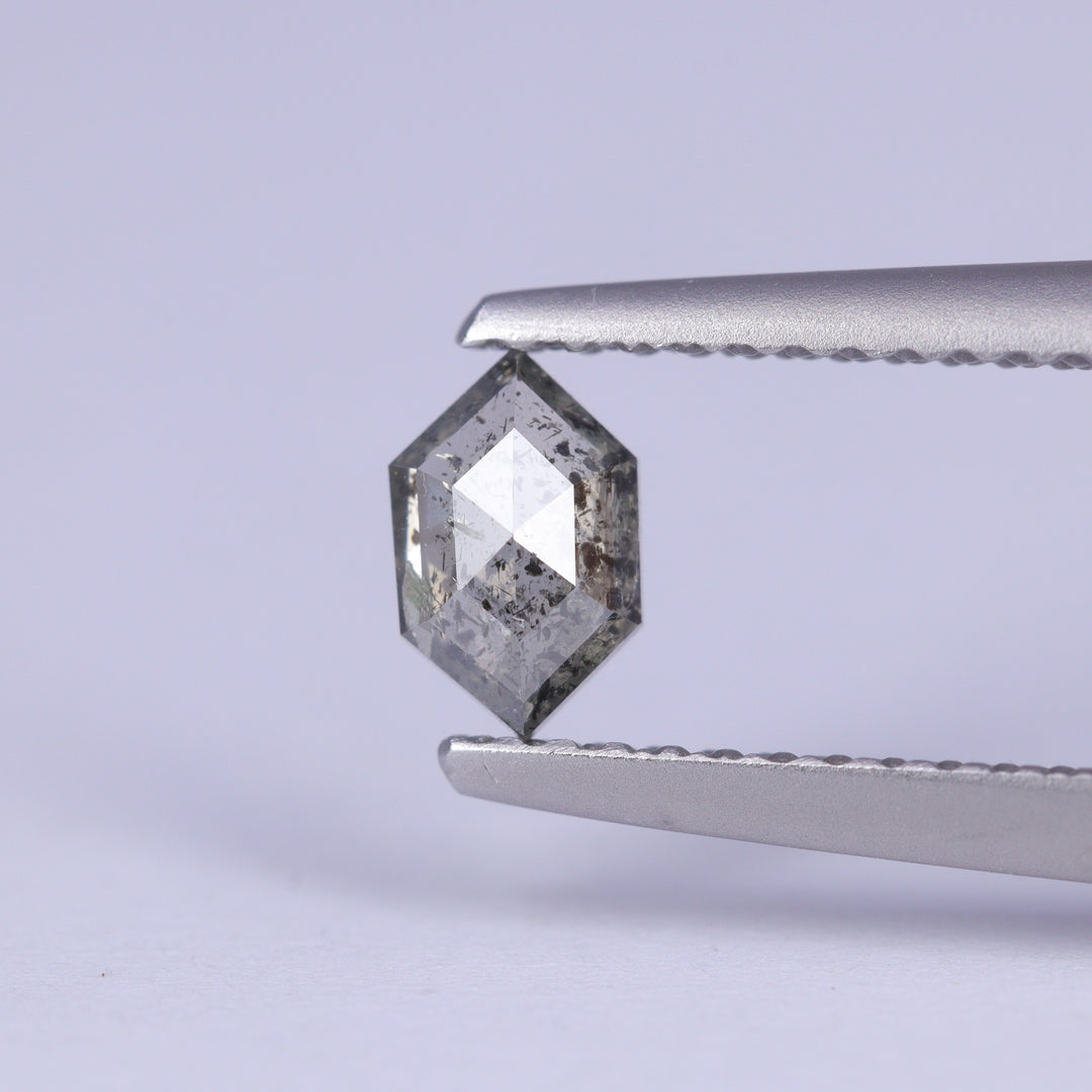 0.37ct Elongated Hexagon Cut Salt and Pepper Diamond