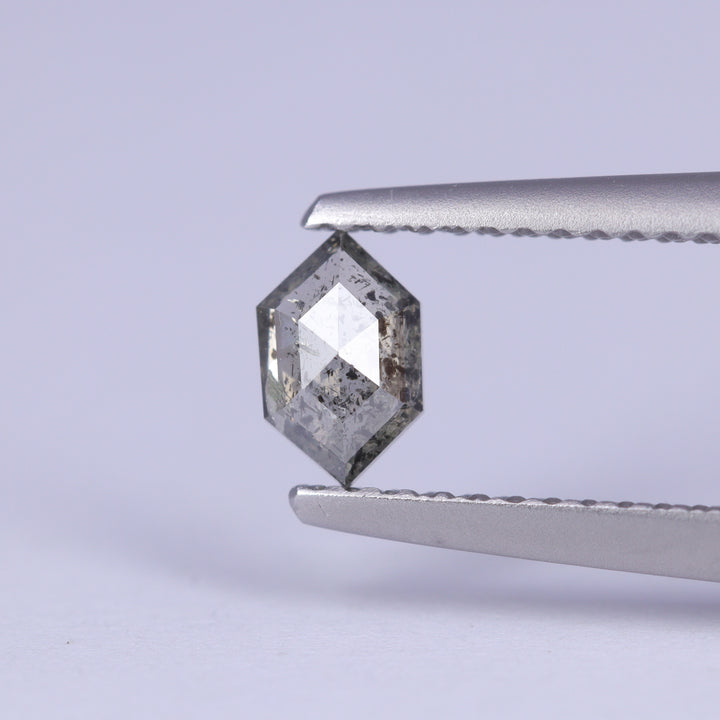 0.37ct Elongated Hexagon Cut Salt and Pepper Diamond