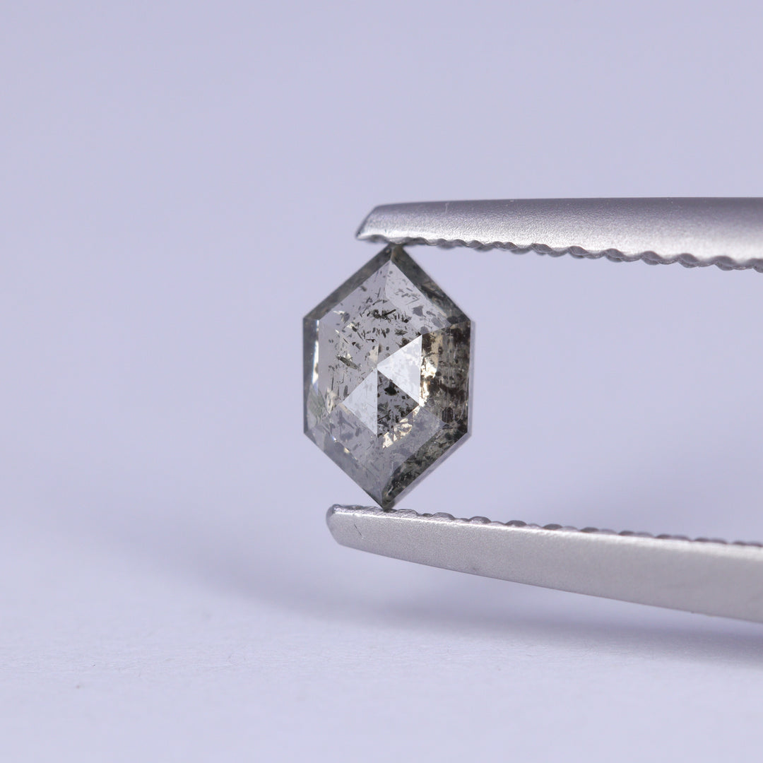 0.37ct Elongated Hexagon Cut Salt and Pepper Diamond